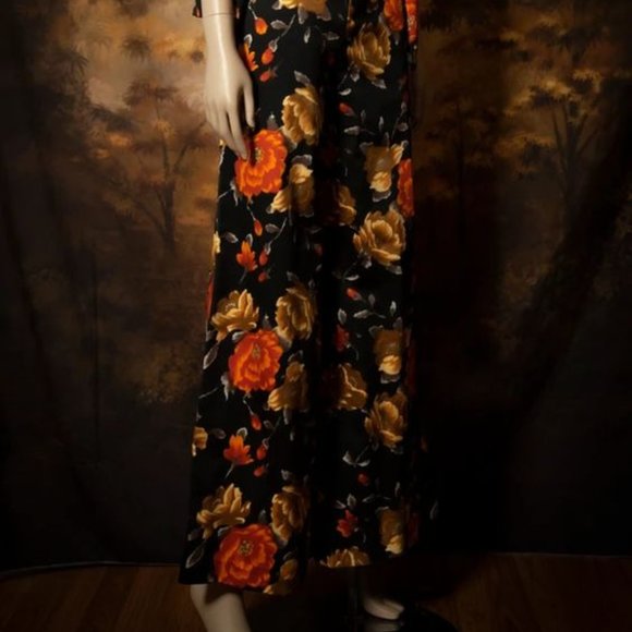 1970s vintage pant suit floral palazzo pants set floral satin 3 piece set - Picture 7 of 12